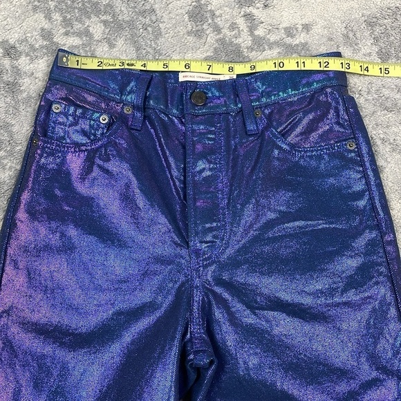 New Levis Shine Ribcage Straight Ankle Jeans Candy Coated Purple Iridescent 25 - Picture 11 of 17